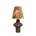 LIVARA Vintage Floral Fabric Table Lamp Plug-In Bedside Accent Light for Bedroom Living Room - Brown & Orange