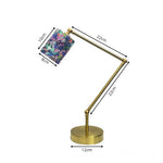 LIVARA Adjustable Arm Fabric Shade Desk Lamp Plug-In Reading Light for Bedroom Study - Brass & Multicolour