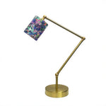 LIVARA Adjustable Arm Fabric Shade Desk Lamp Plug-In Reading Light for Bedroom Study - Brass & Multicolour