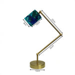 LIVARA Adjustable Arm Fabric Shade Desk Lamp Plug-In Reading Light for Bedroom Study - Brass & Blue