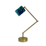 LIVARA Adjustable Arm Fabric Shade Desk Lamp Plug-In Reading Light for Bedroom Study - Brass & Blue