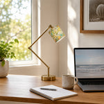 LIVARA Adjustable Arm Fabric Shade Desk Lamp Plug-In Reading Light for Bedroom Study - Brass & White