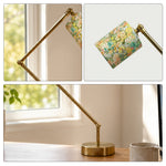 LIVARA Adjustable Arm Fabric Shade Desk Lamp Plug-In Reading Light for Bedroom Study - Brass & White