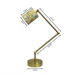 LIVARA Adjustable Arm Fabric Shade Desk Lamp Plug-In Reading Light for Bedroom Study - Brass & White