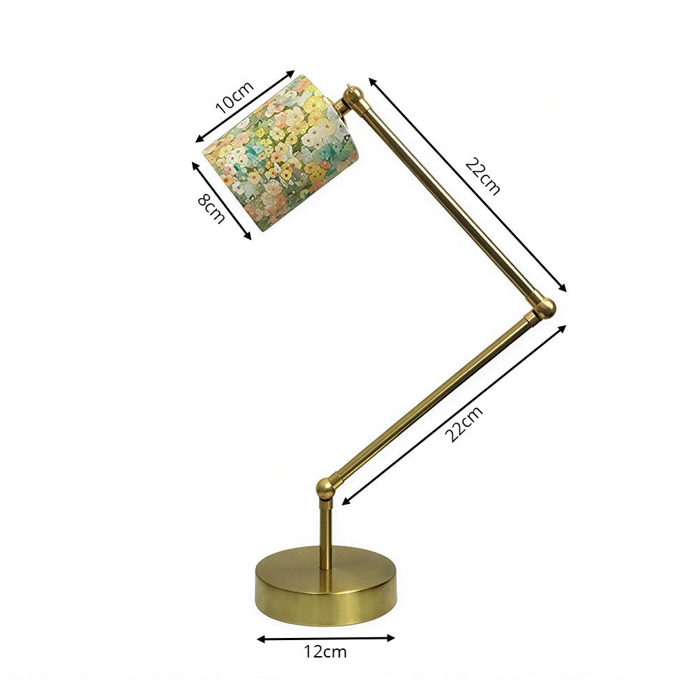 LIVARA Adjustable Arm Fabric Shade Desk Lamp Plug-In Reading Light for Bedroom Study - Brass & White