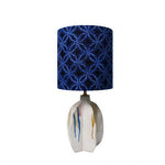 LIVARA Blue Pattern Fabric Shade Ceramic Table Lamp Plug-In Bedside Accent Light for Bedroom Living Room - Blue & White