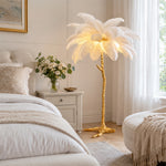 LIVARA 1.2m Feather Palm Tree Floor Lamp with 3-Colour Lighting for Living Room Bedroom - White