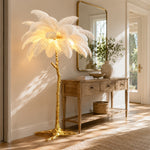 LIVARA 1.2m Feather Palm Tree Floor Lamp with 3-Colour Lighting for Living Room Bedroom - White