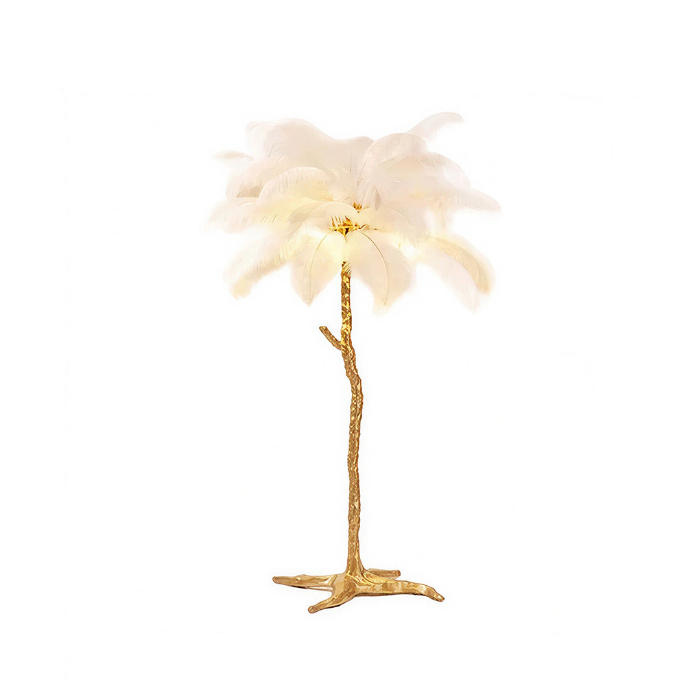 LIVARA 1.2m Feather Palm Tree Floor Lamp with 3-Colour Lighting for Living Room Bedroom - White