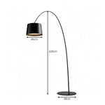 LIVARA Large Arc Floor Lamp with 45cm Shade Warm Light for Living Room Reading Corner - Black