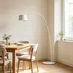 LIVARA Large Arc Floor Lamp with 45cm Shade Warm Light for Living Room Reading Corner - White