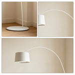 LIVARA Large Arc Floor Lamp with 45cm Shade Warm Light for Living Room Reading Corner - White