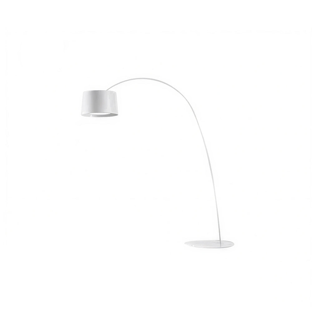 LIVARA Large Arc Floor Lamp with 45cm Shade Warm Light for Living Room Reading Corner - White