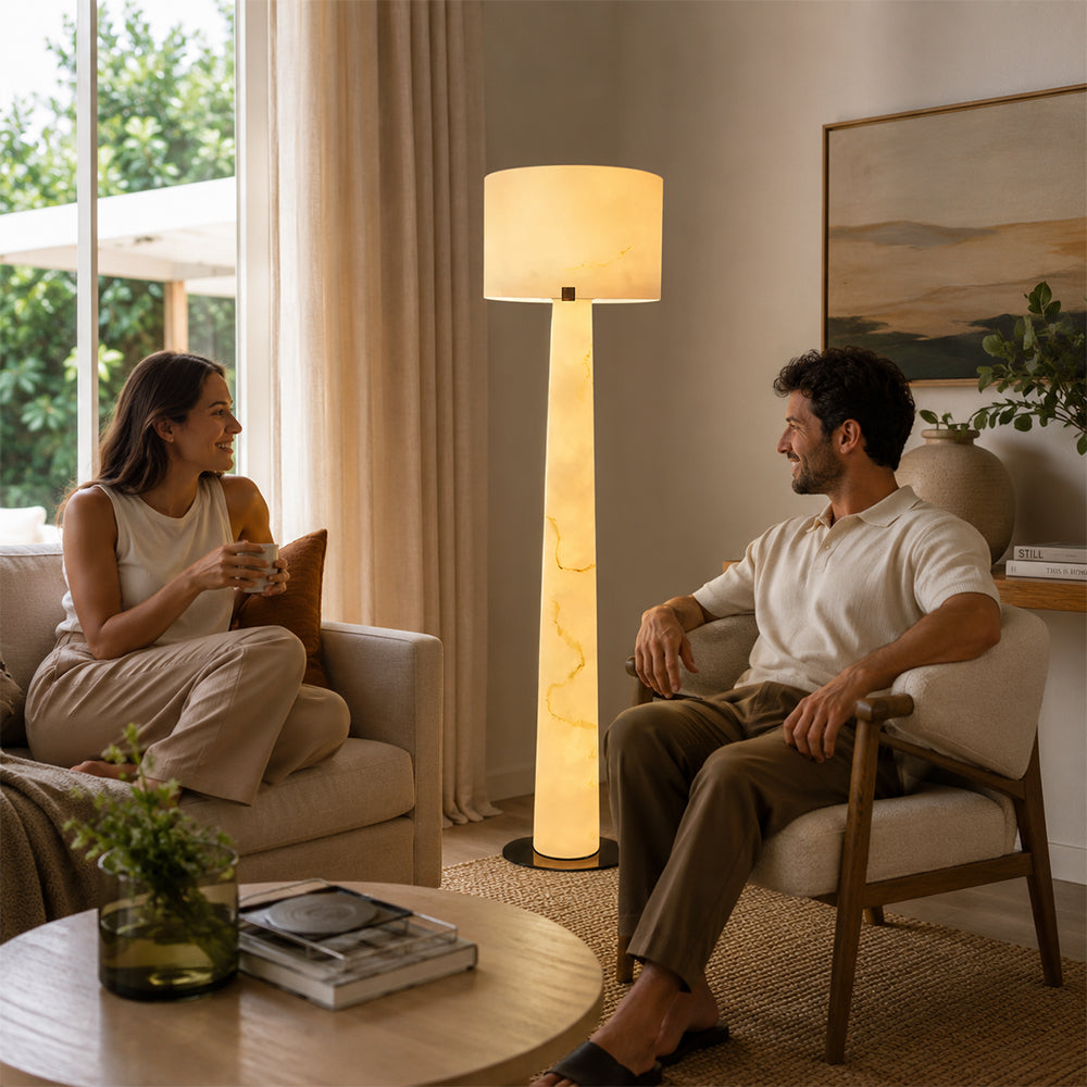 LIVARA Premium 45cm x 163cm LED Floor Lamp with 3-Colour Lighting for Living Room Bedroom - Cream & Black