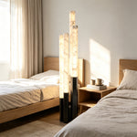 LIVARA Premium 3-Light Marble-Look LED Floor Lamp Warm Light for Living Room Bedroom - Pearl Black & White