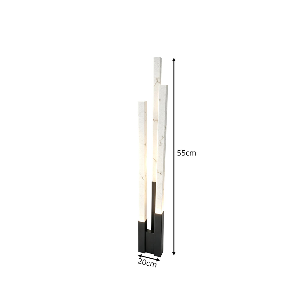 LIVARA Premium 3-Light Marble-Look LED Floor Lamp Warm Light for Living Room Bedroom - Pearl Black & White