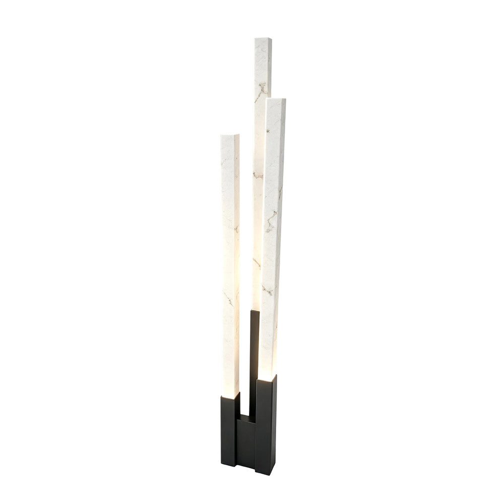 LIVARA Premium 3-Light Marble-Look LED Floor Lamp Warm Light for Living Room Bedroom - Pearl Black & White