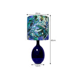 LIVARA Sea Bloom Rechargeable Ceramic Table Lamp with Touch Control & 3-Level Dimming for Bedroom - Blue