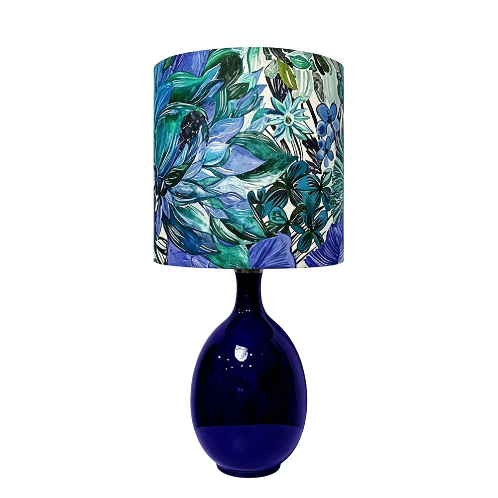 LIVARA Sea Bloom Rechargeable Ceramic Table Lamp with Touch Control & 3-Level Dimming for Bedroom - Blue