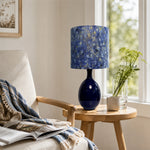 LIVARA Blue & Gold Rechargeable Ceramic Table Lamp with Touch Control & 3-Level Dimming for Bedroom - Navy Blue
