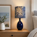 LIVARA Blue & Gold Rechargeable Ceramic Table Lamp with Touch Control & 3-Level Dimming for Bedroom - Navy Blue