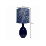 LIVARA Blue & Gold Rechargeable Ceramic Table Lamp with Touch Control & 3-Level Dimming for Bedroom - Navy Blue