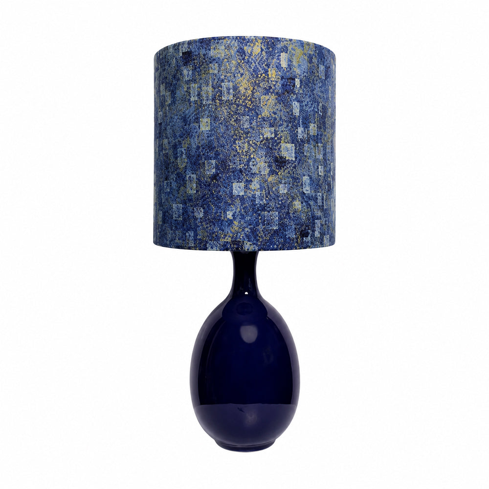 LIVARA Blue & Gold Rechargeable Ceramic Table Lamp with Touch Control & 3-Level Dimming for Bedroom - Navy Blue