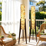 LIVARA Vintage Floral Fabric Shade Tripod Floor Lamp Decorative Standing Light for Living Room Bedroom - Multicolour & Black
