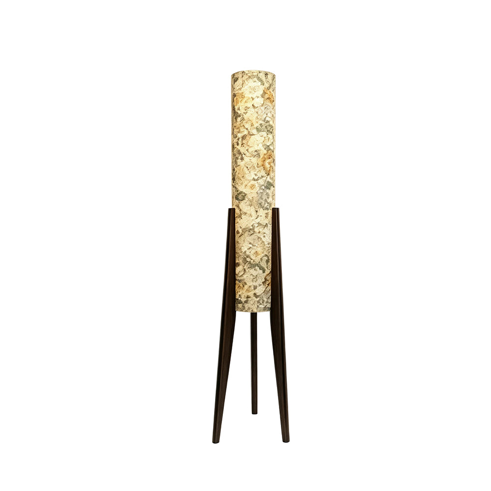 LIVARA Vintage Floral Fabric Shade Tripod Floor Lamp Decorative Standing Light for Living Room Bedroom - Multicolour & Black