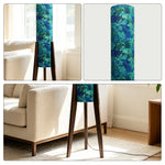 LIVARA Vintage Floral Fabric Shade Tripod Floor Lamp for Living Room Bedroom - Teal & Black Walnut