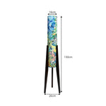 LIVARA 130cm Vintage Floral Fabric Shade Tripod Floor Lamp for Living Room Bedroom - Multicolour & Black Walnut