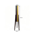 LIVARA 130cm Rainbow Stripe Fabric Shade Tripod Floor Lamp for Living Room Bedroom - Multicolour & Black Walnut