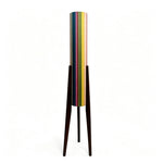 LIVARA 130cm Rainbow Stripe Fabric Shade Tripod Floor Lamp for Living Room Bedroom - Multicolour & Black Walnut