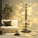 LIVARA 160cm Tree-Style Display Shelf Floor Lamp with Ambient Lighting for Living Room Bedroom - High Configuration Black