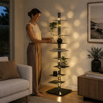 LIVARA 160cm Tree-Style Display Shelf Floor Lamp with Ambient Lighting for Living Room Bedroom - High Configuration Black