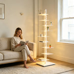 LIVARA 160cm Tree-Style Display Shelf Floor Lamp with Ambient Lighting for Living Room Bedroom - High Configuration White