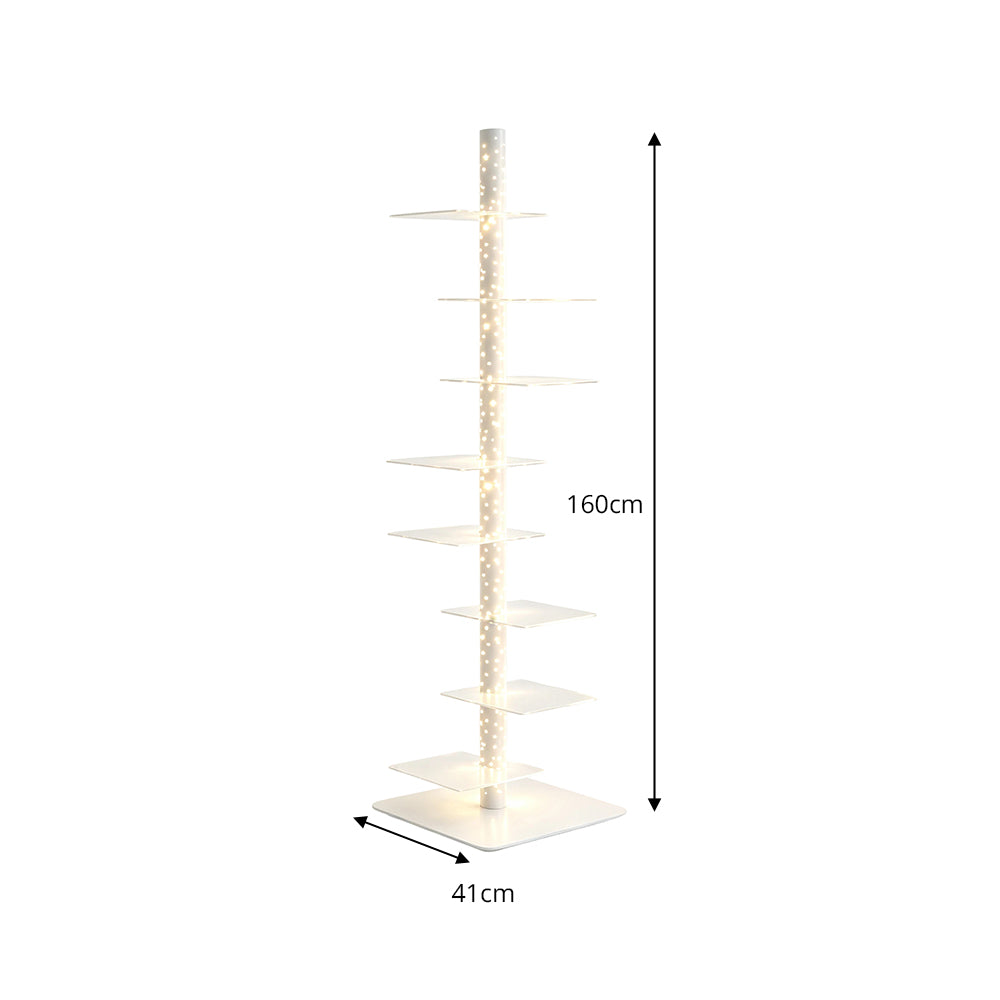 LIVARA 160cm Tree-Style Display Shelf Floor Lamp with Ambient Lighting for Living Room Bedroom - High Configuration White