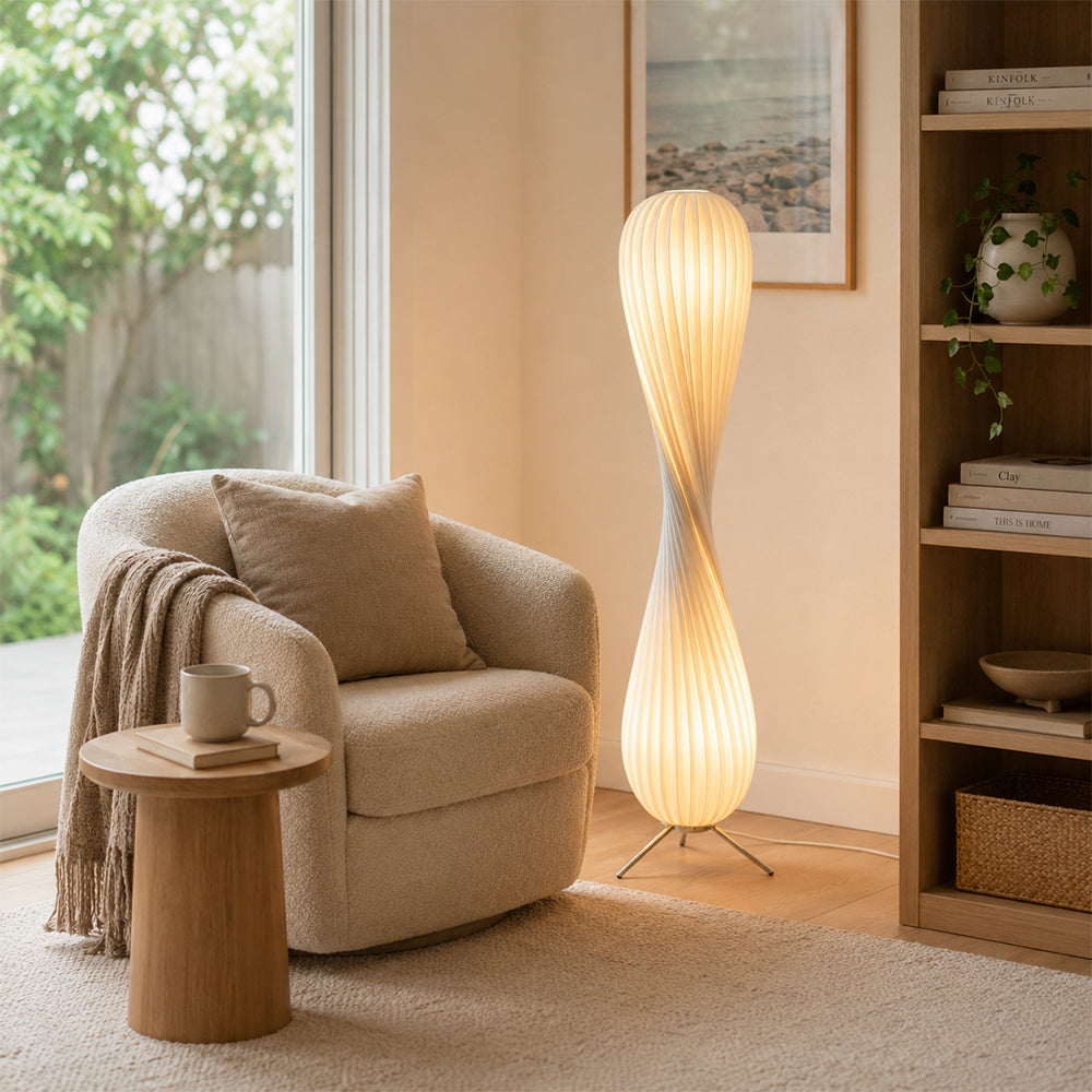 LIVARA Twisted Sculptural Floor Lamp with Soft Ambient Lighting for Living Room Bedroom - Warm White