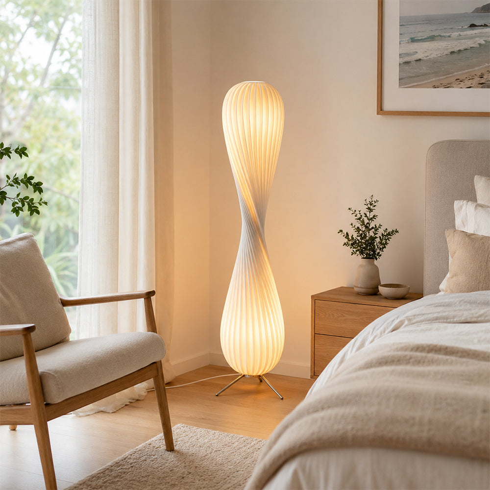 LIVARA Twisted Sculptural Floor Lamp with Soft Ambient Lighting for Living Room Bedroom - Warm White