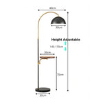 LIVARA Arc Floor Lamp with Dome Shade and Side Table for Living Room Reading Corner - Black & Gold
