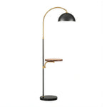 LIVARA Arc Floor Lamp with Dome Shade and Side Table for Living Room Reading Corner - Black & Gold