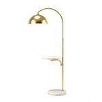 LIVARA Arc Floor Lamp with Dome Shade and Side Table for Living Room Reading Corner - Gold