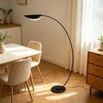 LIVARA Modern Arc Floor Lamp with Curved Arm and Adjustable Dome Shade for Living Room Bedroom - Black