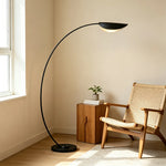 LIVARA Modern Arc Floor Lamp with Curved Arm and Adjustable Dome Shade for Living Room Bedroom - Black