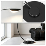 LIVARA Modern Arc Floor Lamp with Curved Arm and Adjustable Dome Shade for Living Room Bedroom - Black
