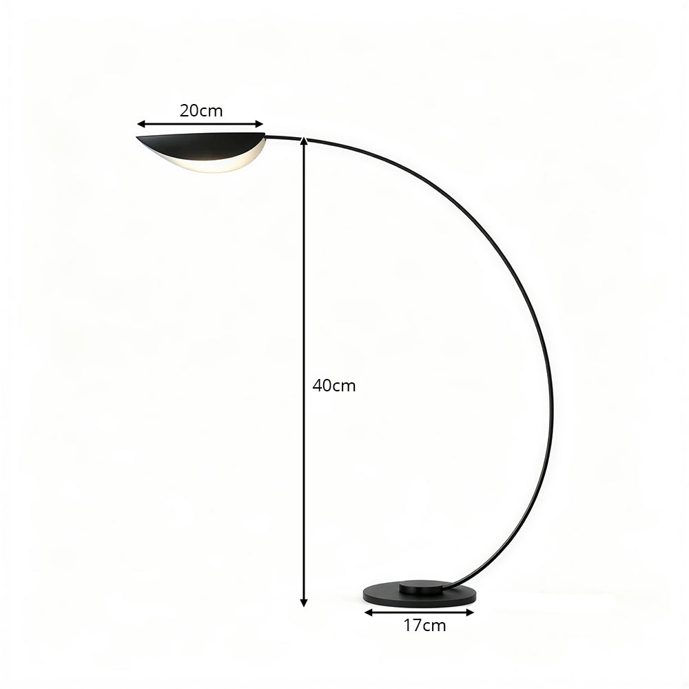 LIVARA Modern Arc Floor Lamp with Curved Arm and Adjustable Dome Shade for Living Room Bedroom - Black