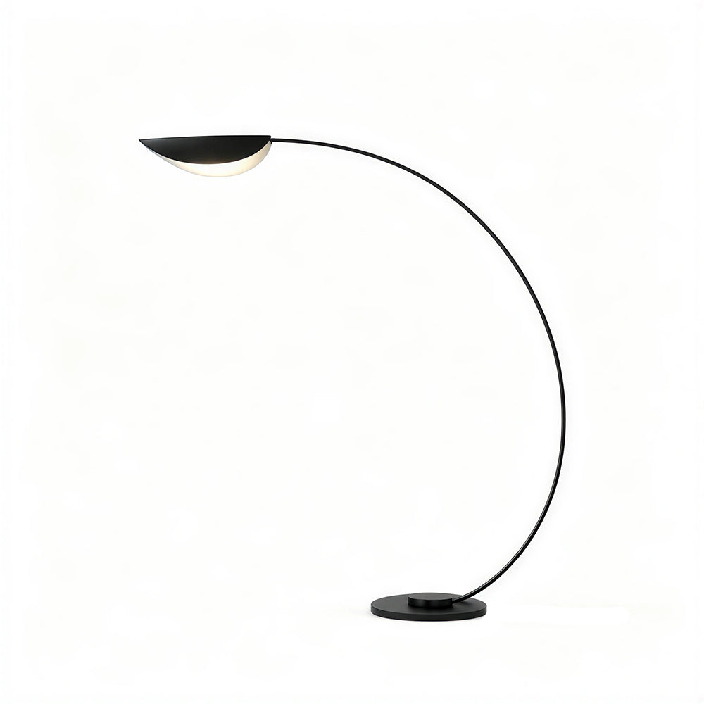 LIVARA Modern Arc Floor Lamp with Curved Arm and Adjustable Dome Shade for Living Room Bedroom - Black