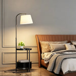 LIVARA Modern Floor Lamp with Adjustable Reading Arm and Fabric Shade for Living Room Bedroom - Black