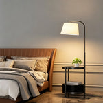 LIVARA Modern Floor Lamp with Adjustable Reading Arm and Fabric Shade for Living Room Bedroom - Black