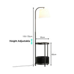 LIVARA Modern Floor Lamp with Adjustable Reading Arm and Fabric Shade for Living Room Bedroom - Black